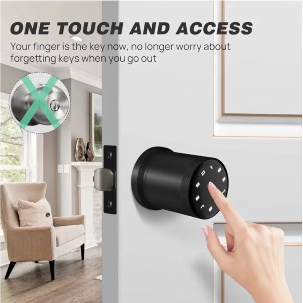 VICMEON Smart Door Knob Keyless Entry LED Keypad Bluetooth Voice Function NIB